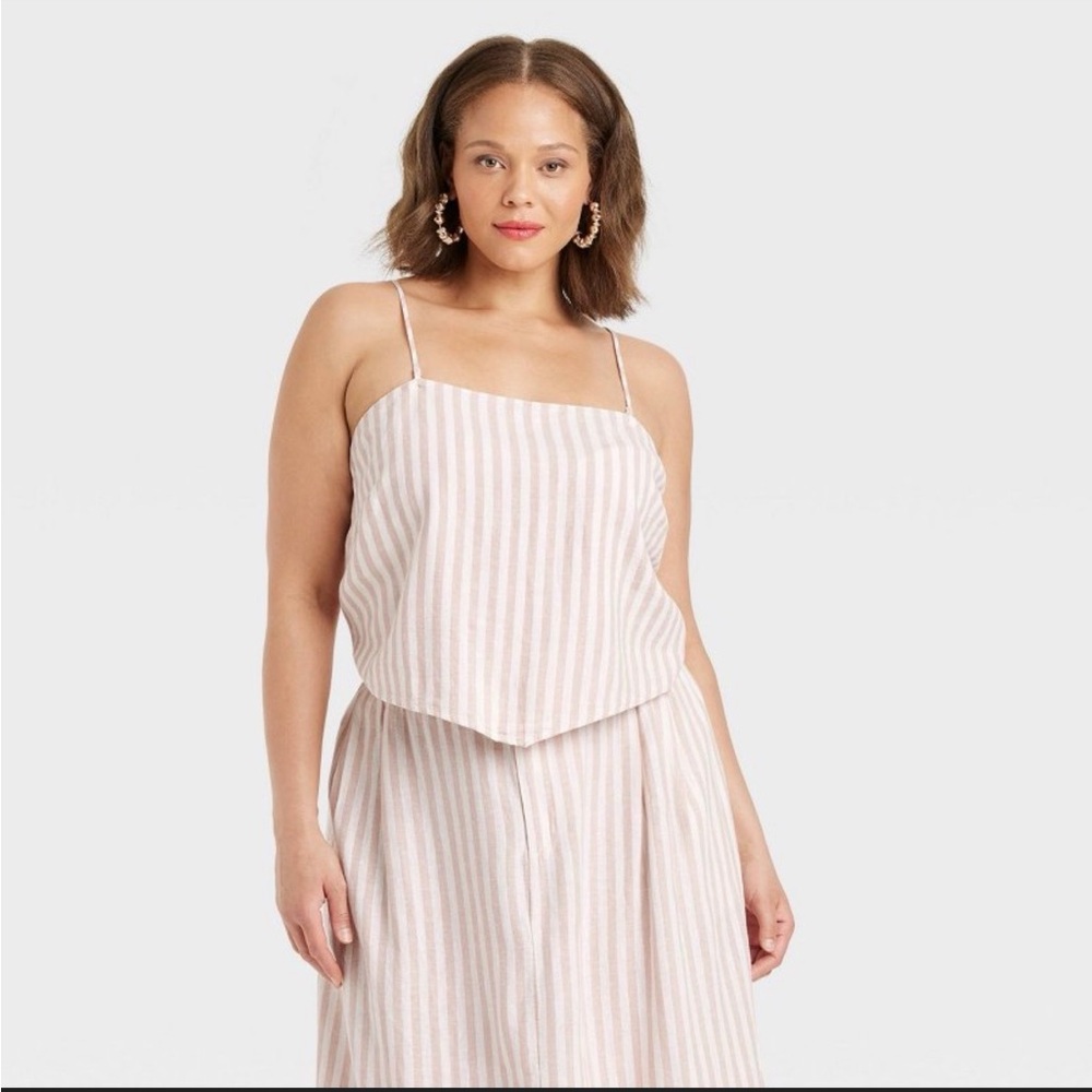 a new day Pink and White Striped Tank Top